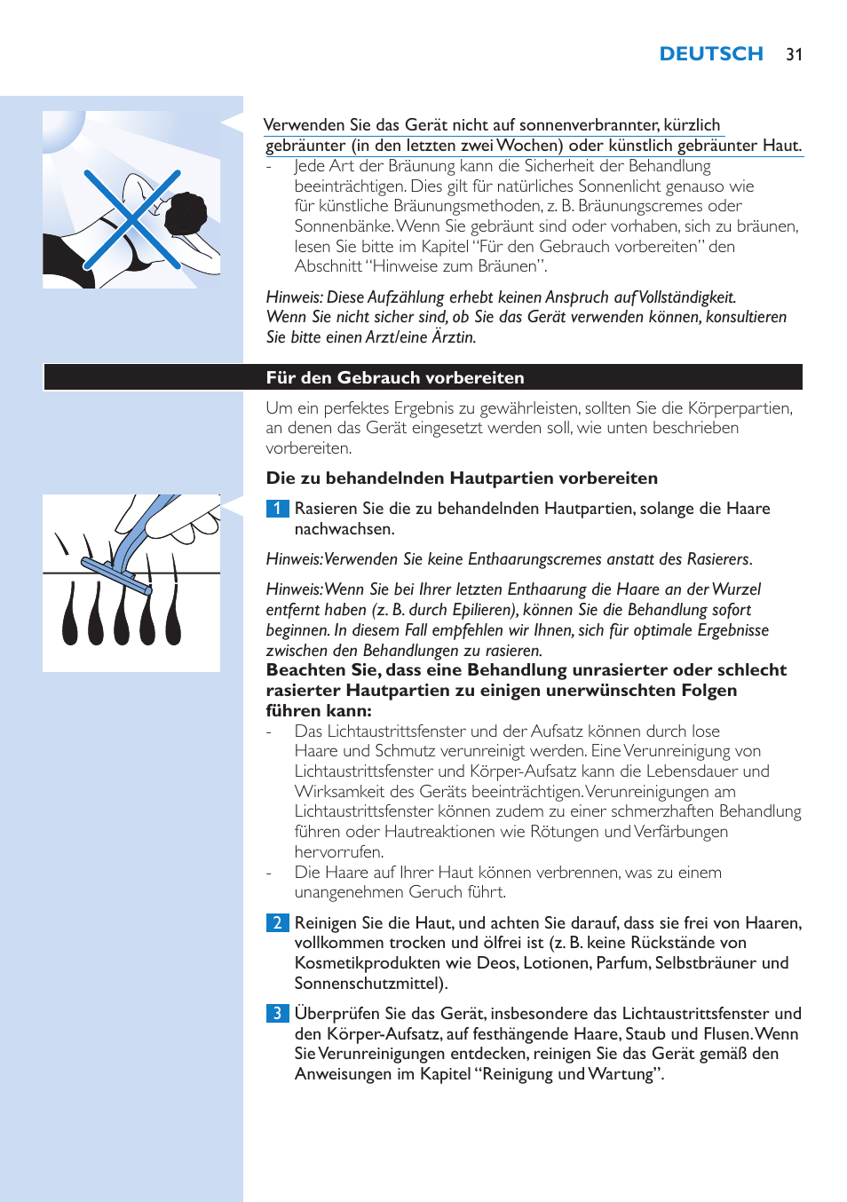 Philips Lumea Essential IPL Haarentfernungssystem User Manual | Page 31 / 134