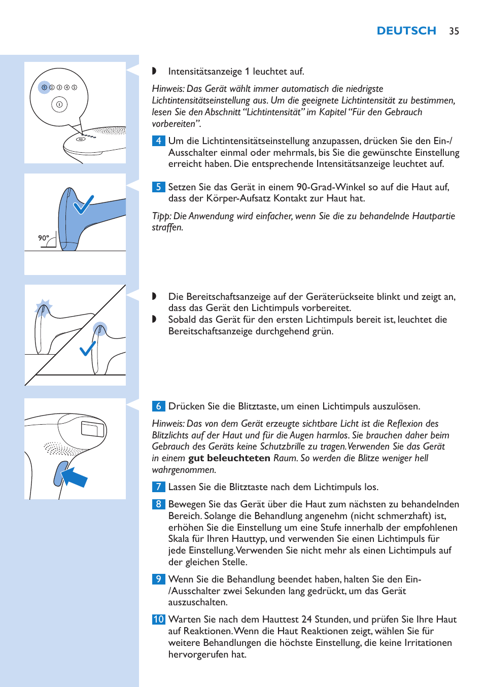 Philips Lumea Essential IPL Haarentfernungssystem User Manual | Page 35 / 134