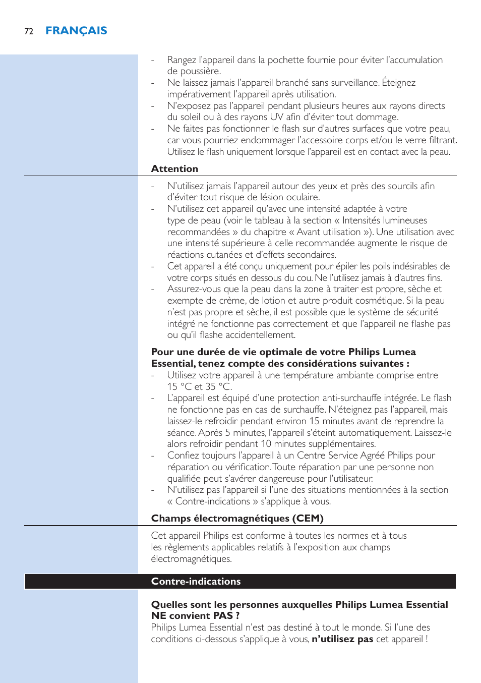 Philips Lumea Essential IPL Haarentfernungssystem User Manual | Page 72 / 134