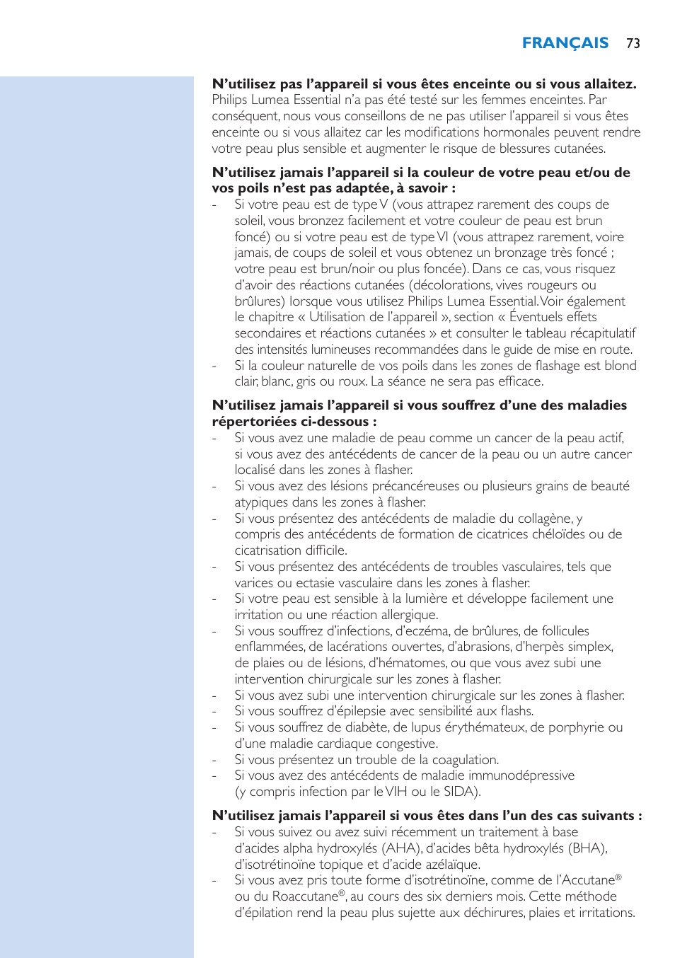 Philips Lumea Essential IPL Haarentfernungssystem User Manual | Page 73 / 134