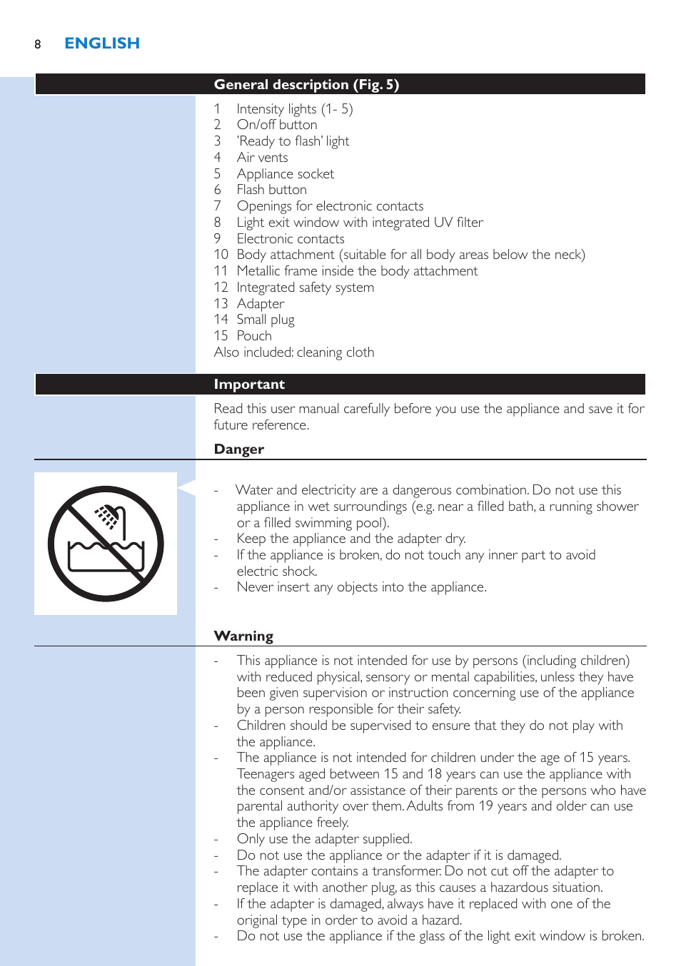 Philips Lumea Essential IPL Haarentfernungssystem User Manual | Page 8 / 134