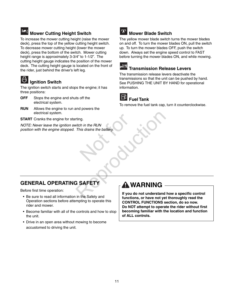 Not for reproduction, Warning | Axion ZT2142 User Manual | Page 11 / 48