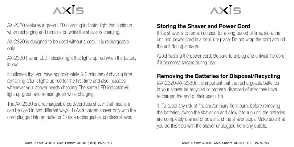 Bodyline Products International AXIS ORBIT AX-2320 User Manual | Page 11 / 47