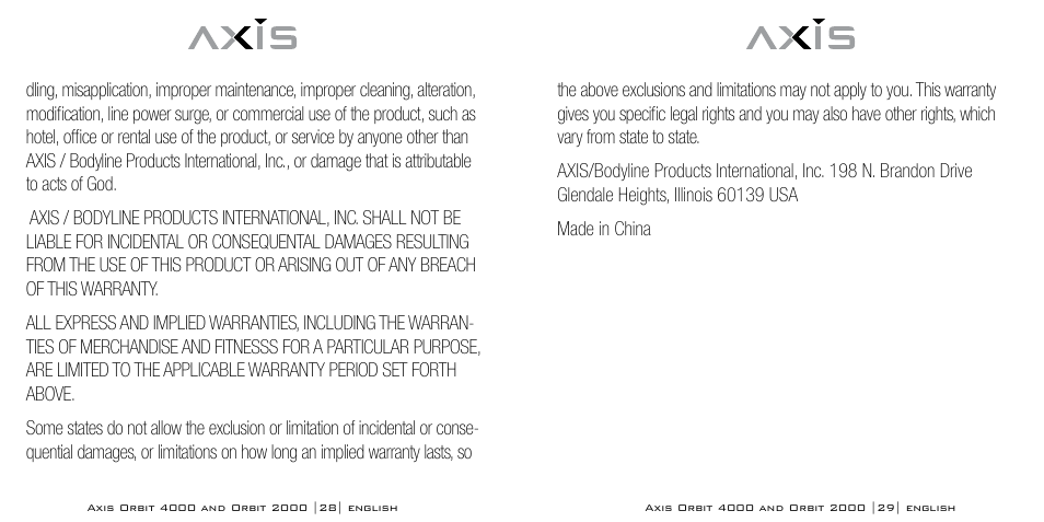 Bodyline Products International AXIS ORBIT AX-2320 User Manual | Page 15 / 47