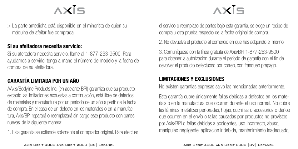 Bodyline Products International AXIS ORBIT AX-2320 User Manual | Page 44 / 47