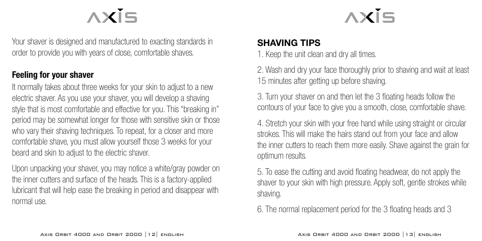 Bodyline Products International AXIS ORBIT AX-2320 User Manual | Page 7 / 47