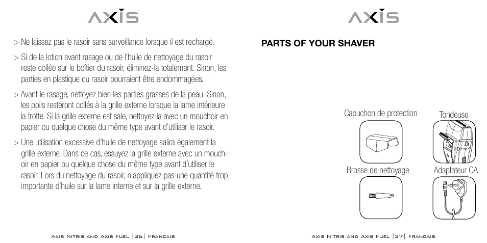 Adaptateur ca brosse de nettoyage, Tondeuse, Axis nitris and axis fuel |3| francais | Axis AX-333 User Manual | Page 19 / 47