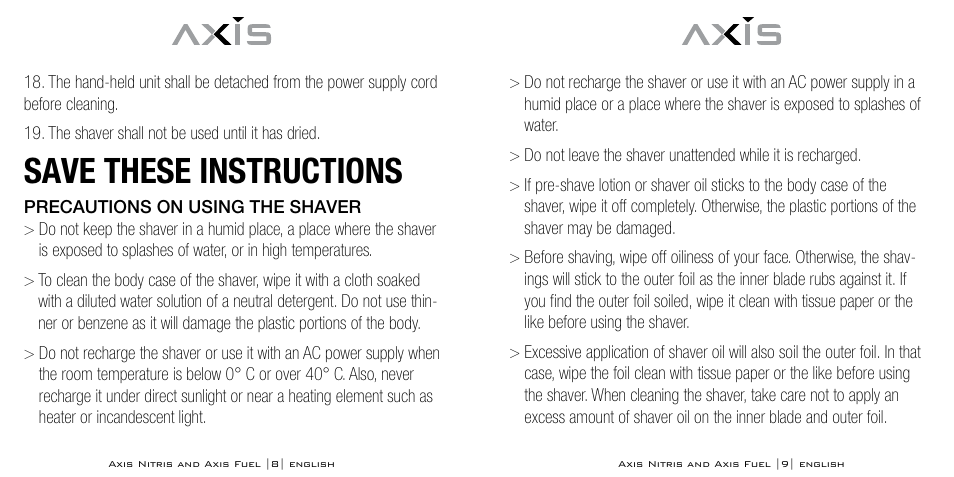 Save these instructions | Axis AX-333 User Manual | Page 5 / 47