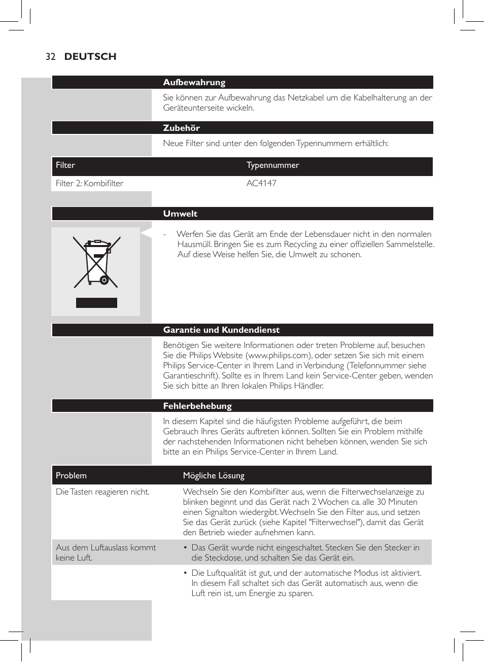 Philips Luftreiniger User Manual | Page 34 / 72