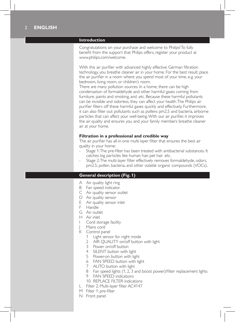 Philips Luftreiniger User Manual | Page 4 / 72