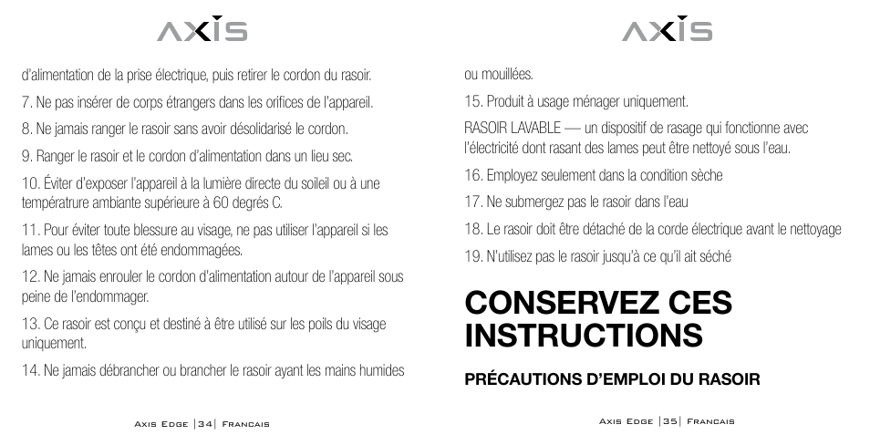 Conservez ces instructions | Bodyline Products International AX-4330 User Manual | Page 18 / 47