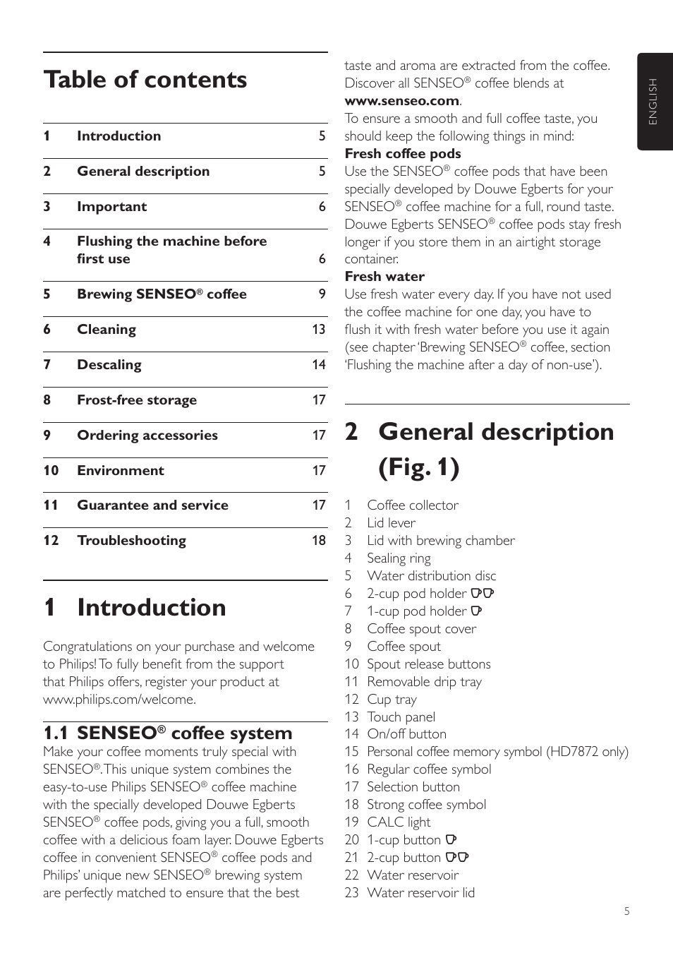 Philips SENSEO® Twist Kaffeepadmaschine User Manual | Page 5 / 110