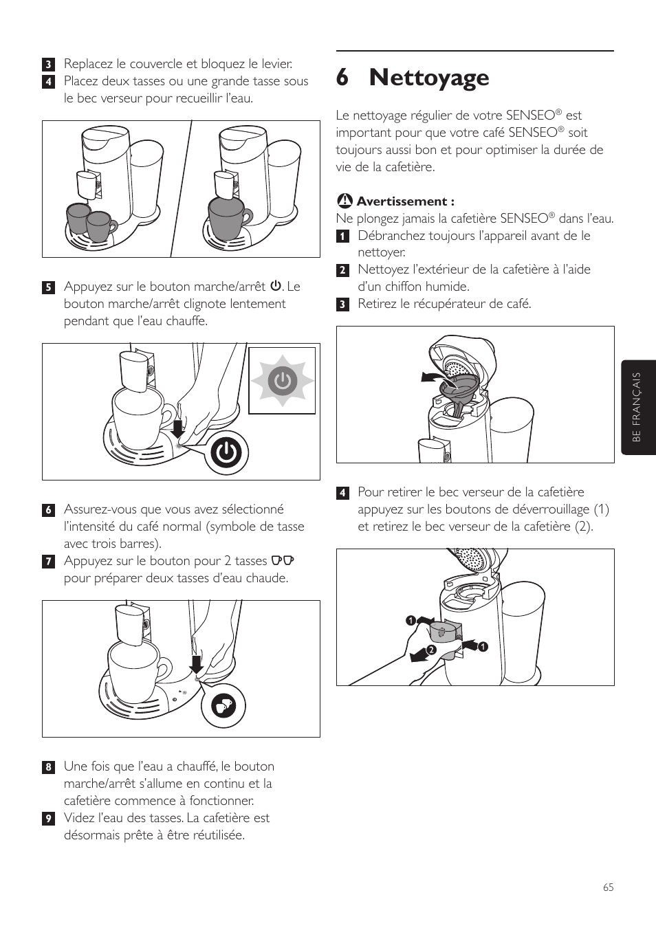 6 nettoyage | Philips SENSEO® Twist Kaffeepadmaschine User Manual | Page 65 / 110