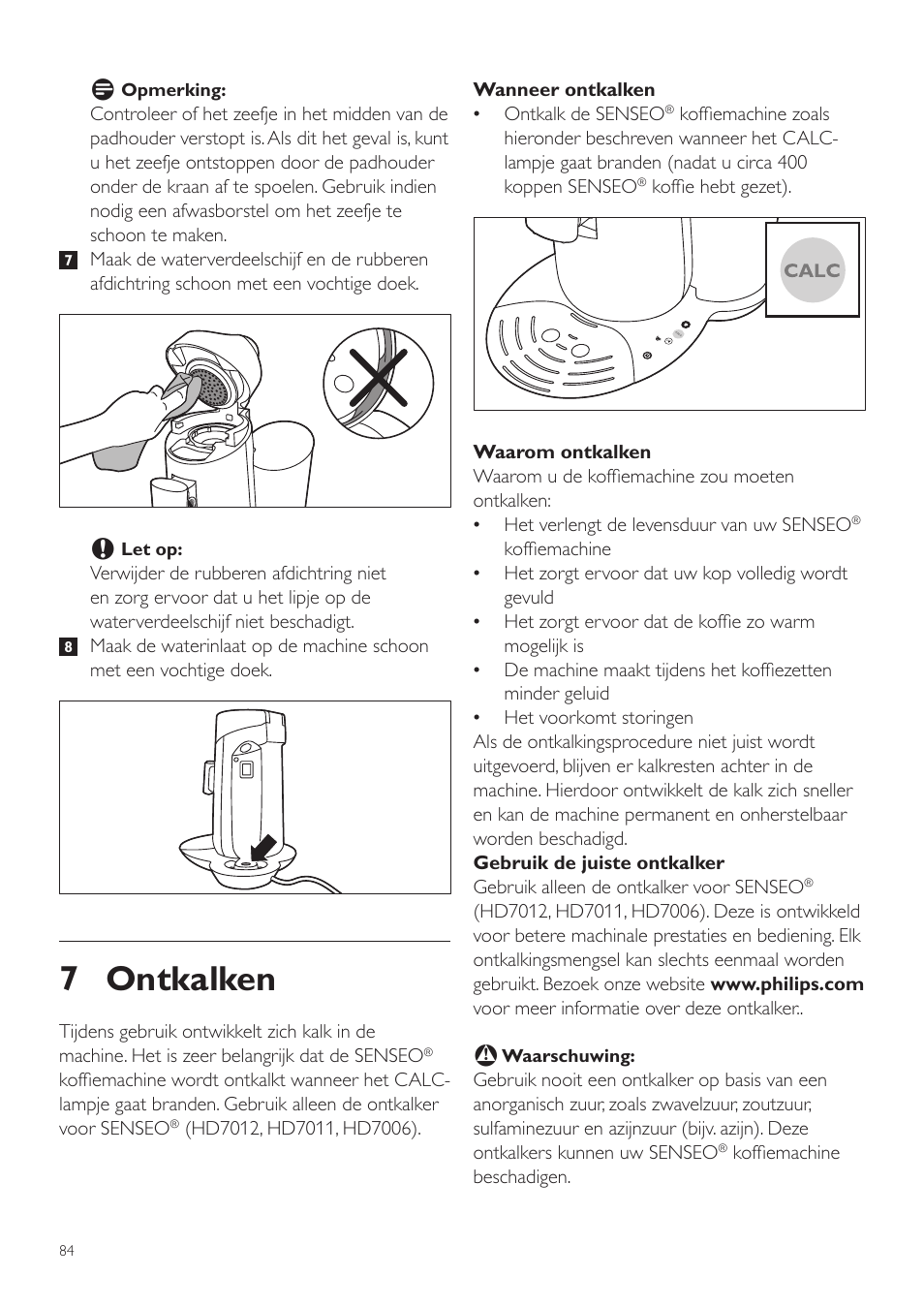 7 ontkalken | Philips SENSEO® Twist Kaffeepadmaschine User Manual | Page 84 / 110