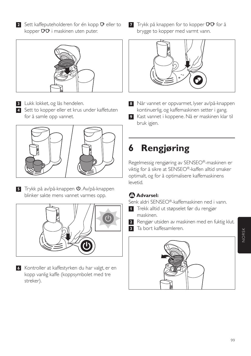 6 rengjøring | Philips SENSEO® Twist Kaffeepadmaschine User Manual | Page 99 / 110