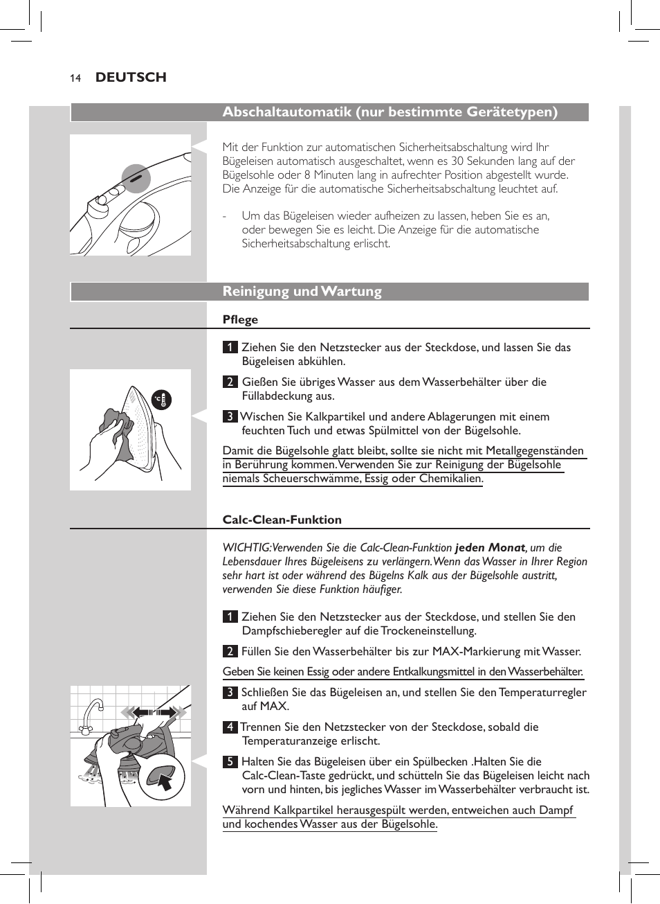 Philips Azur Performer Dampfbügeleisen User Manual | Page 12 / 26