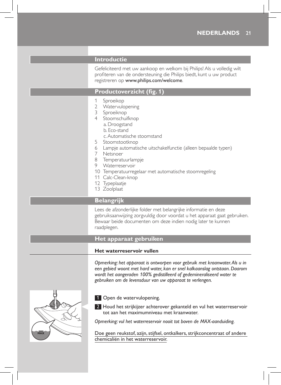 Philips Azur Performer Dampfbügeleisen User Manual | Page 19 / 26