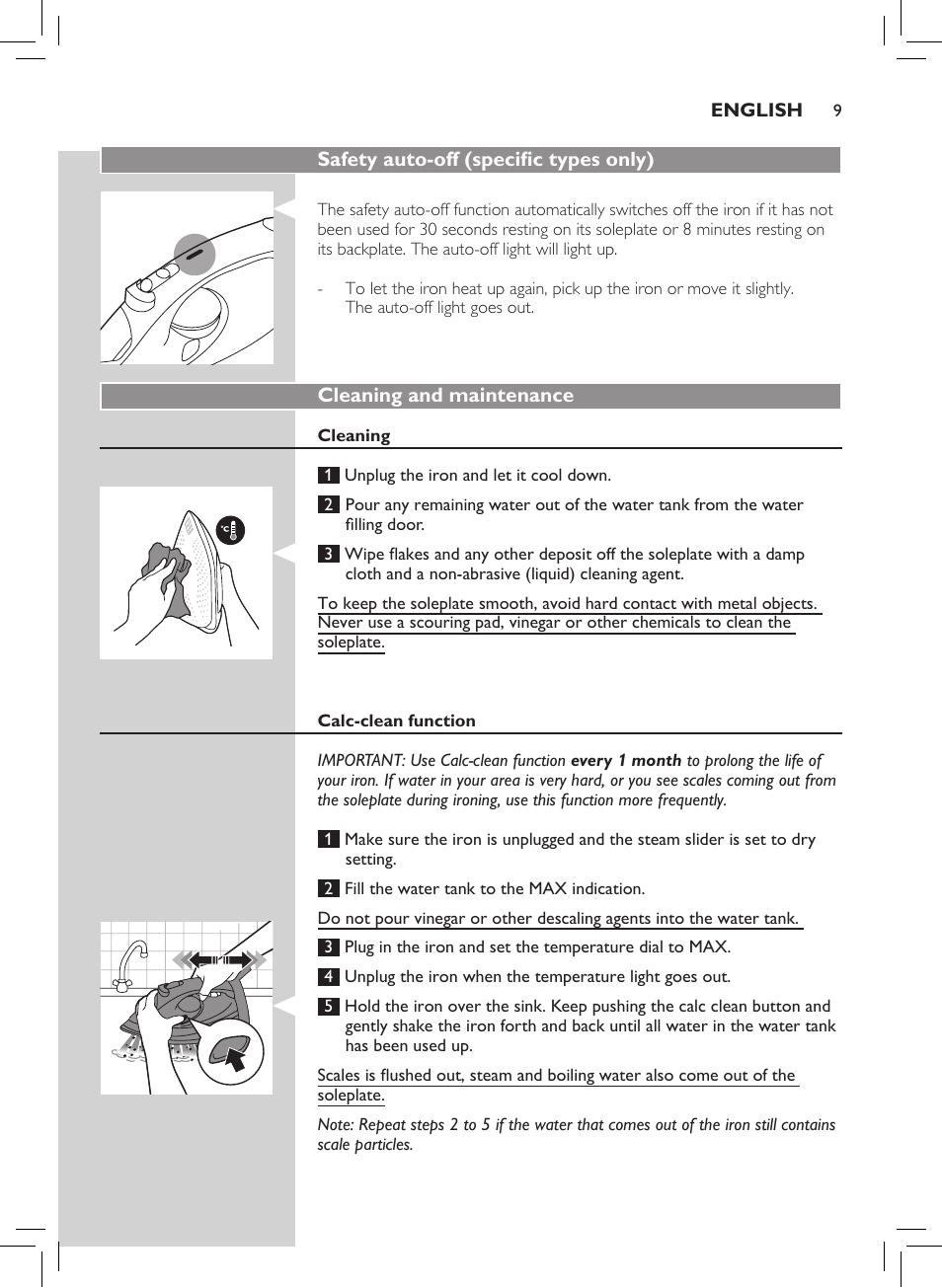 Philips Azur Performer Dampfbügeleisen User Manual | Page 7 / 26