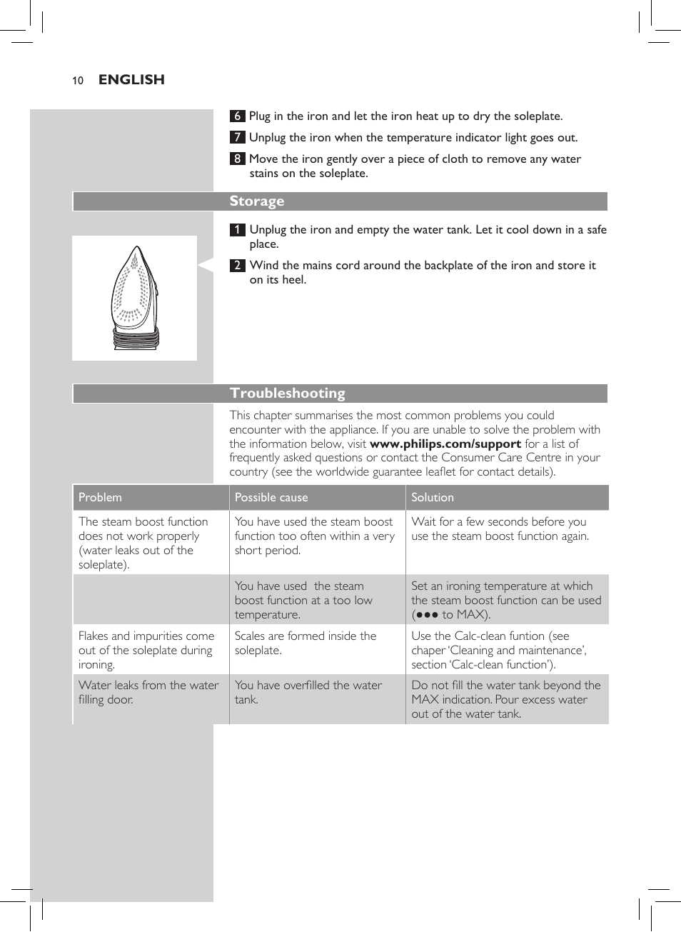 Philips Azur Performer Dampfbügeleisen User Manual | Page 8 / 26