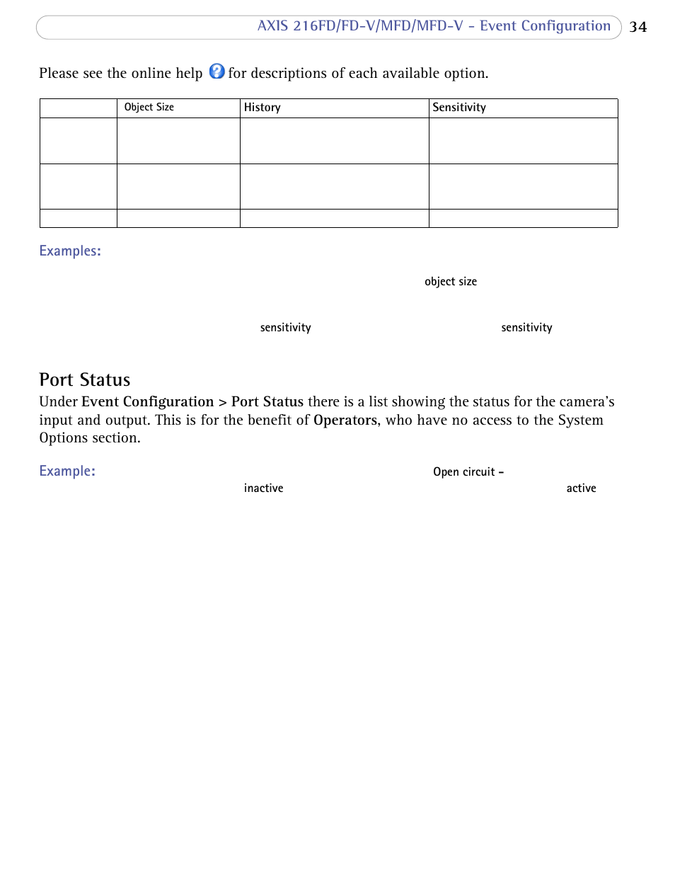 Port status | Bodyline Products International 216FD-V User Manual | Page 34 / 69