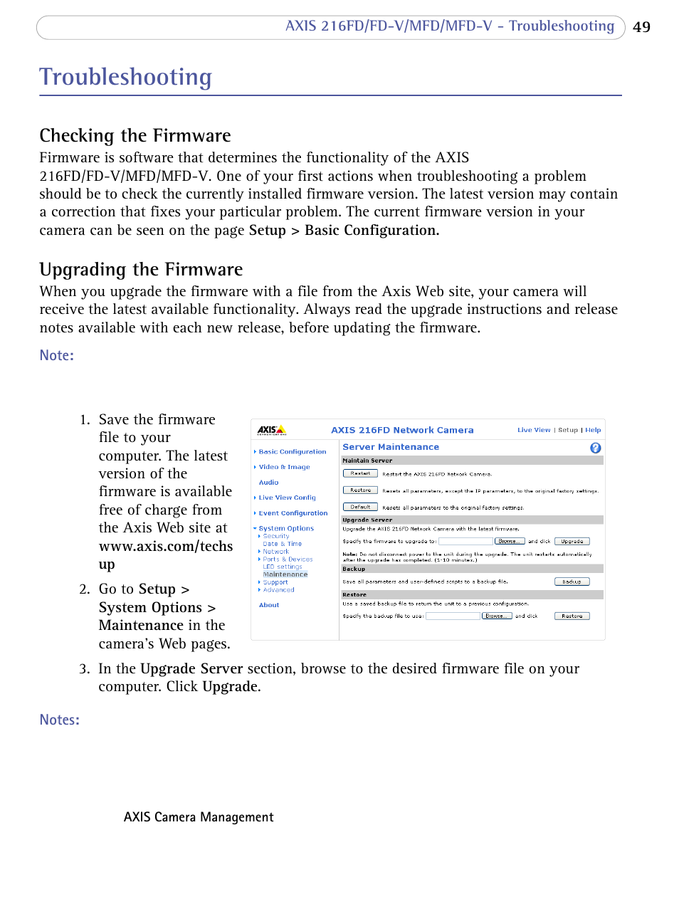 Troubleshooting, Checking the firmware, Upgrading the firmware | Bodyline Products International 216FD-V User Manual | Page 49 / 69