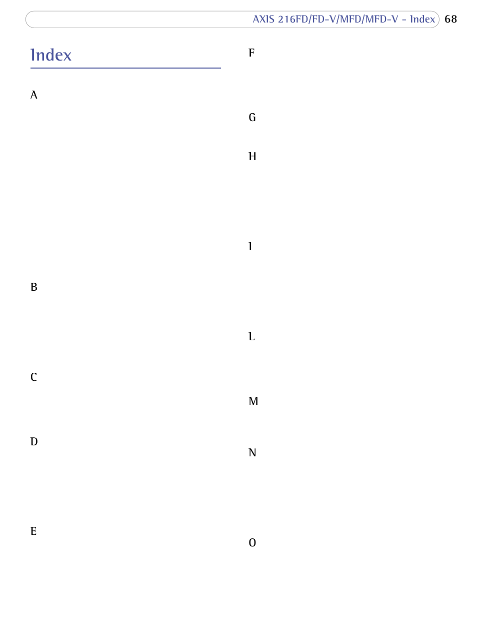 Index | Bodyline Products International 216FD-V User Manual | Page 68 / 69