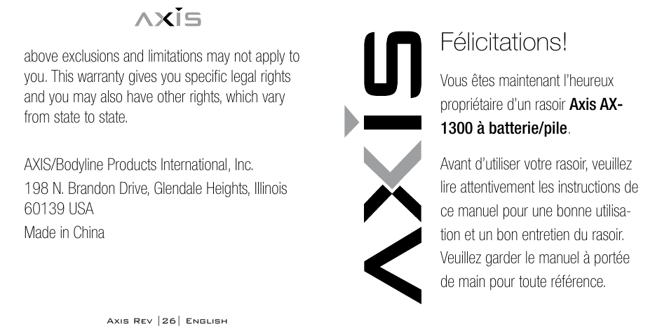 Félicitations | Bodyline Products International AX-1300 User Manual | Page 14 / 41