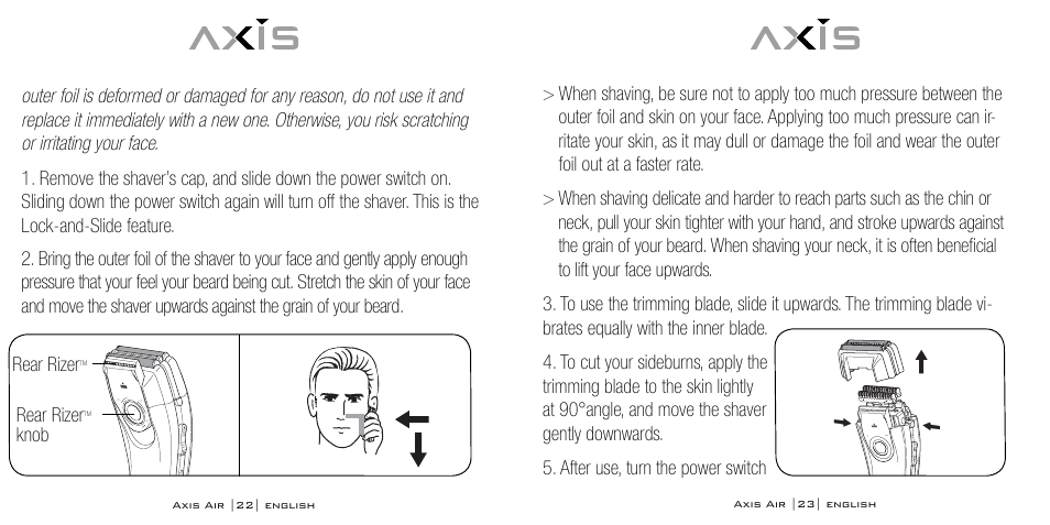 Bodyline Products International AXIS AIR SHAVER AX-5330 User Manual | Page 12 / 53