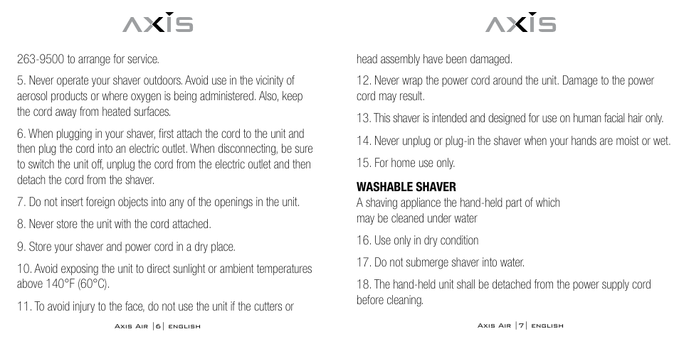 Bodyline Products International AXIS AIR SHAVER AX-5330 User Manual | Page 4 / 53