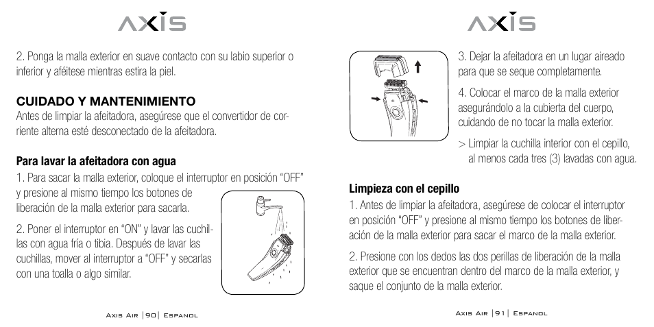 Bodyline Products International AXIS AIR SHAVER AX-5330 User Manual | Page 46 / 53