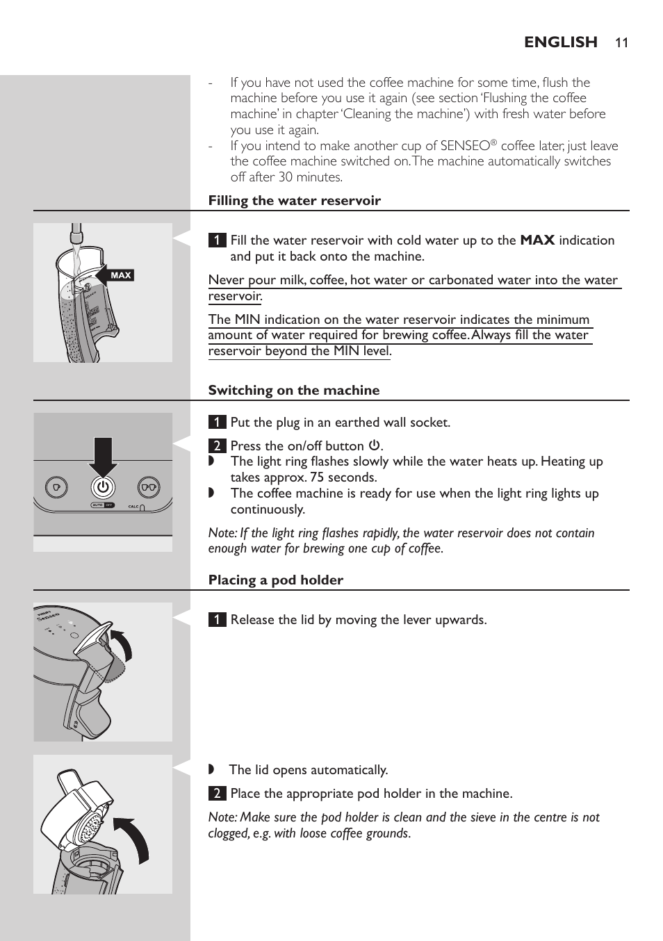 Philips SENSEO® Viva Café Premium Kaffeepadmaschine User Manual | Page 11 / 82