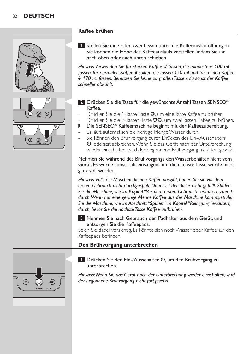 Philips SENSEO® Viva Café Premium Kaffeepadmaschine User Manual | Page 32 / 82