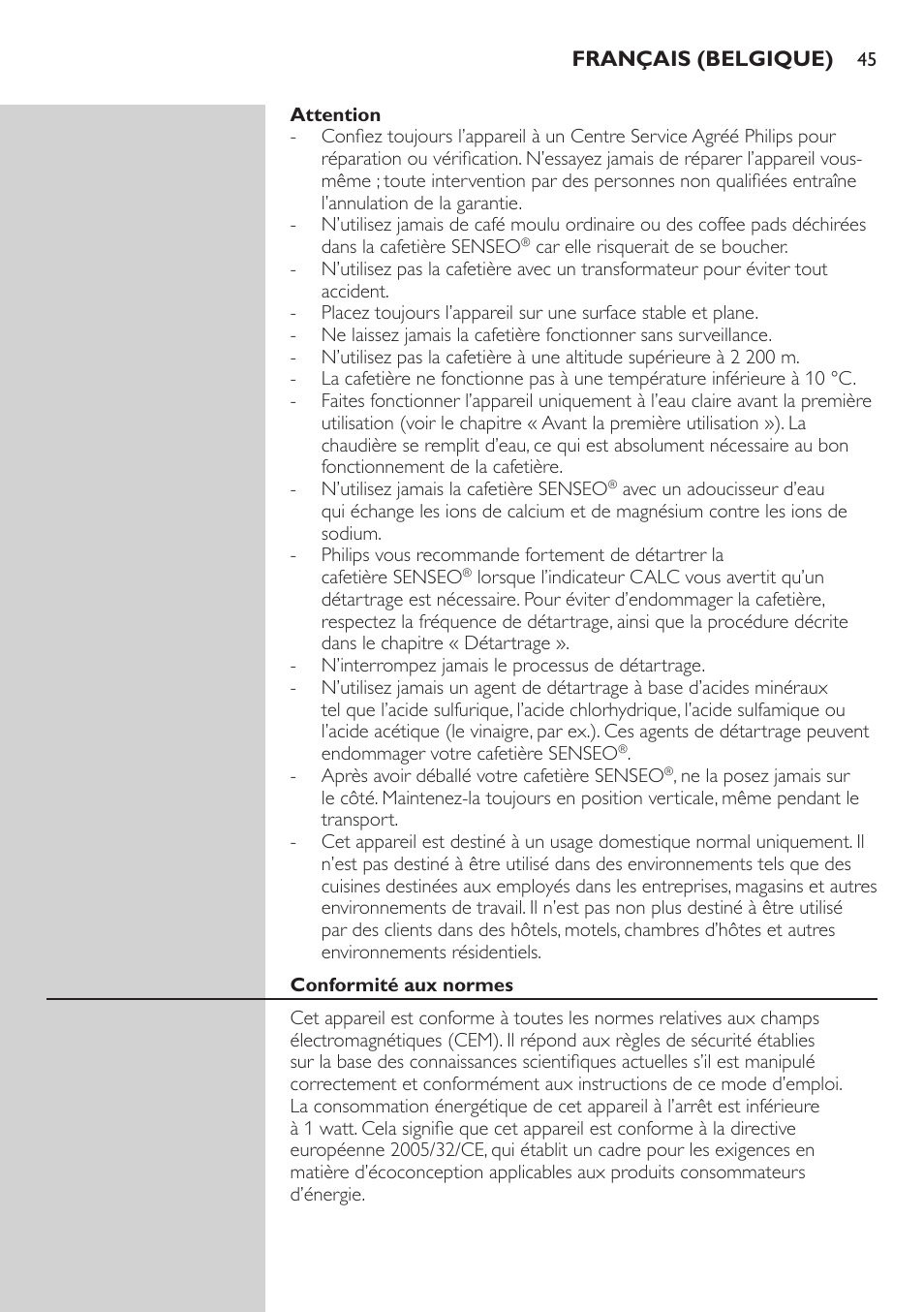 Philips SENSEO® Viva Café Premium Kaffeepadmaschine User Manual | Page 45 / 82