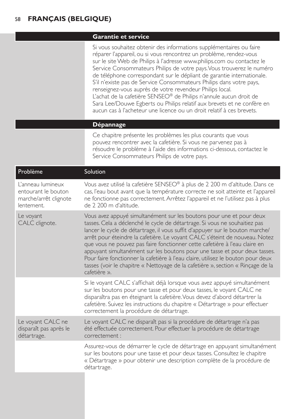 Philips SENSEO® Viva Café Premium Kaffeepadmaschine User Manual | Page 58 / 82