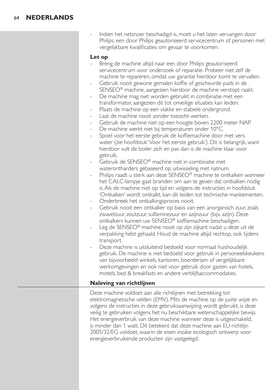 Philips SENSEO® Viva Café Premium Kaffeepadmaschine User Manual | Page 64 / 82