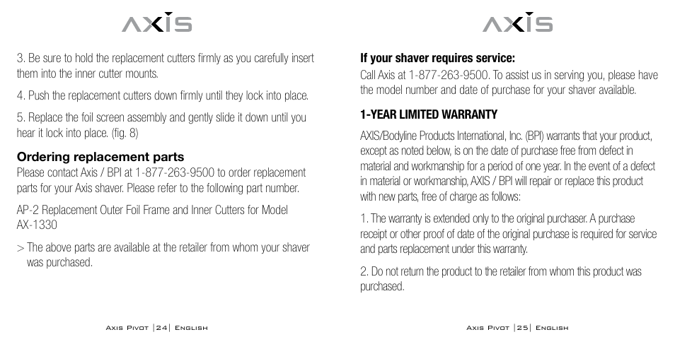 Axis AX-1330 User Manual | Page 13 / 45