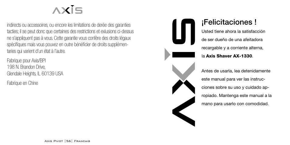 Felicitaciones | Axis AX-1330 User Manual | Page 29 / 45