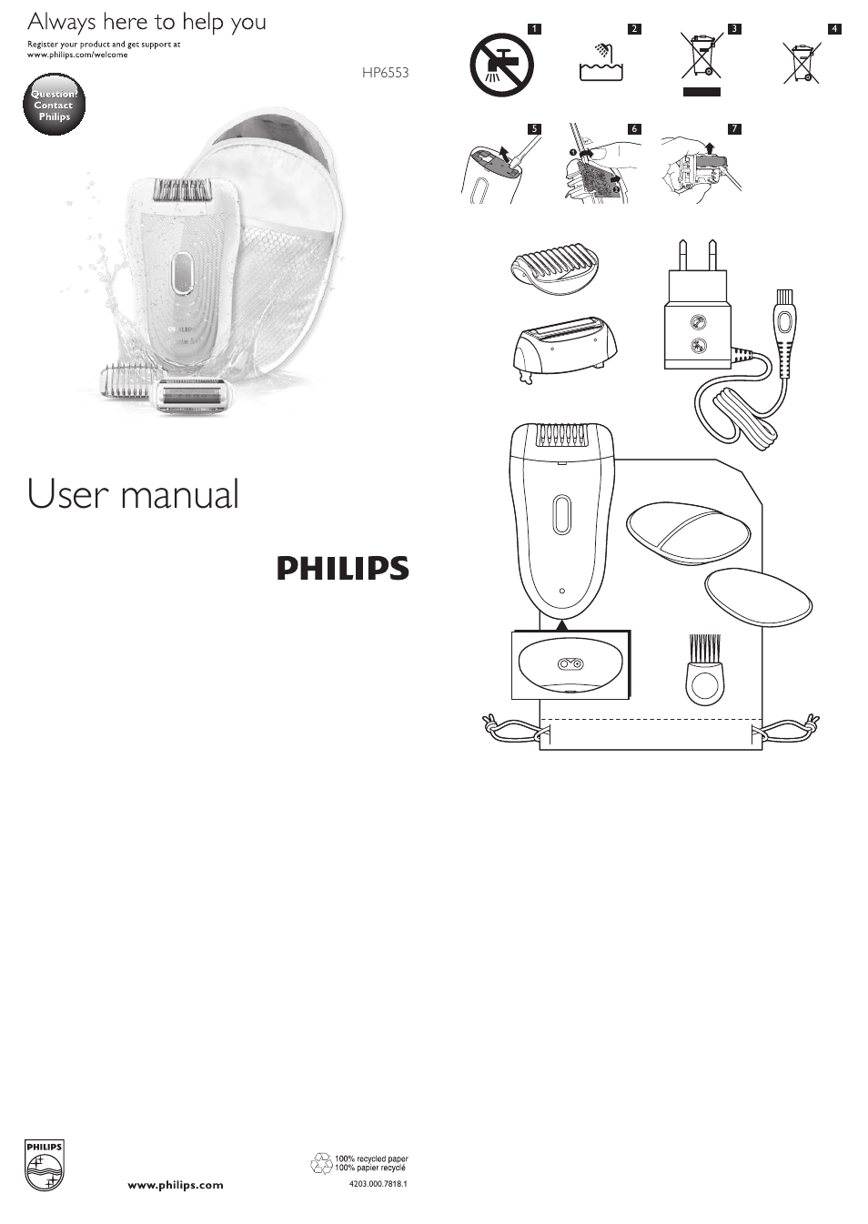 Philips Sanftes Epilationsset. User Manual | 10 pages