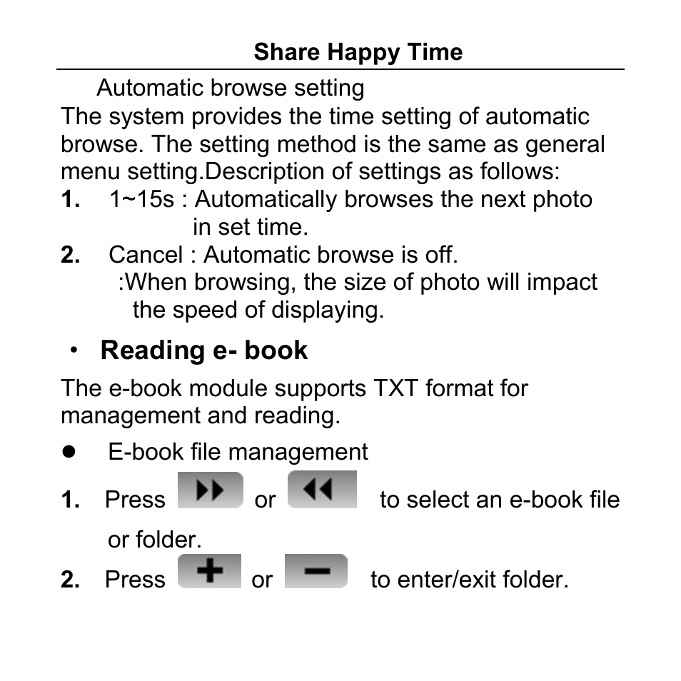 Reading e- book, E-book file management | Aigo F029 User Manual | Page 46 / 63