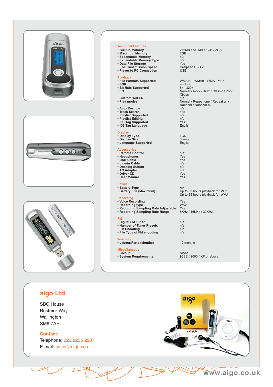 Aigo ltd | Aigo A215 User Manual | Page 2 / 2