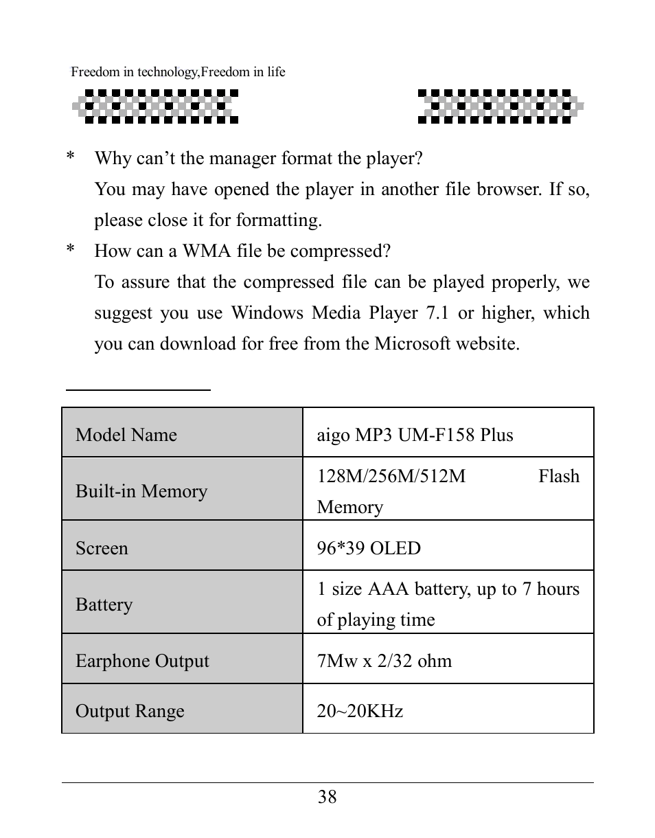 Aigo UM-F158 User Manual | Page 38 / 40