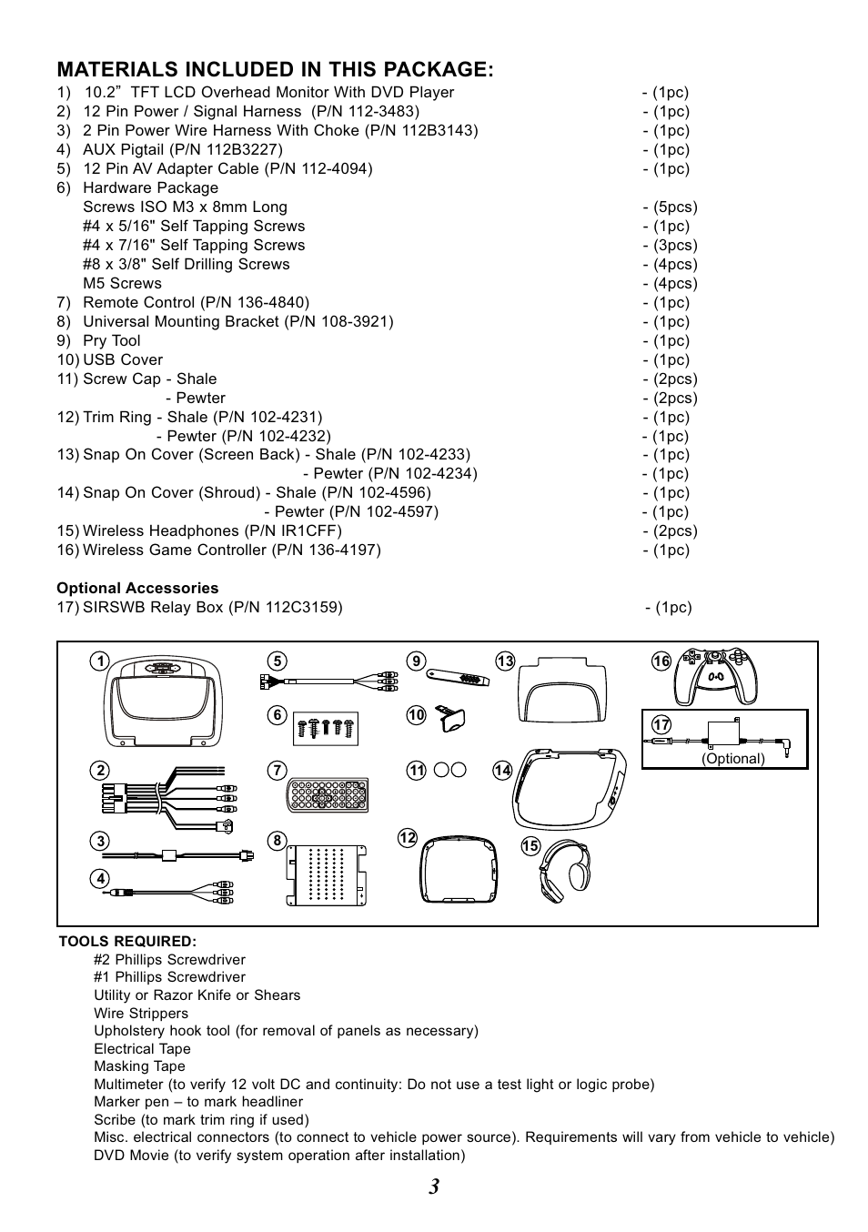 Materials included in this package | Advent ADV38 User Manual | Page 3 / 12