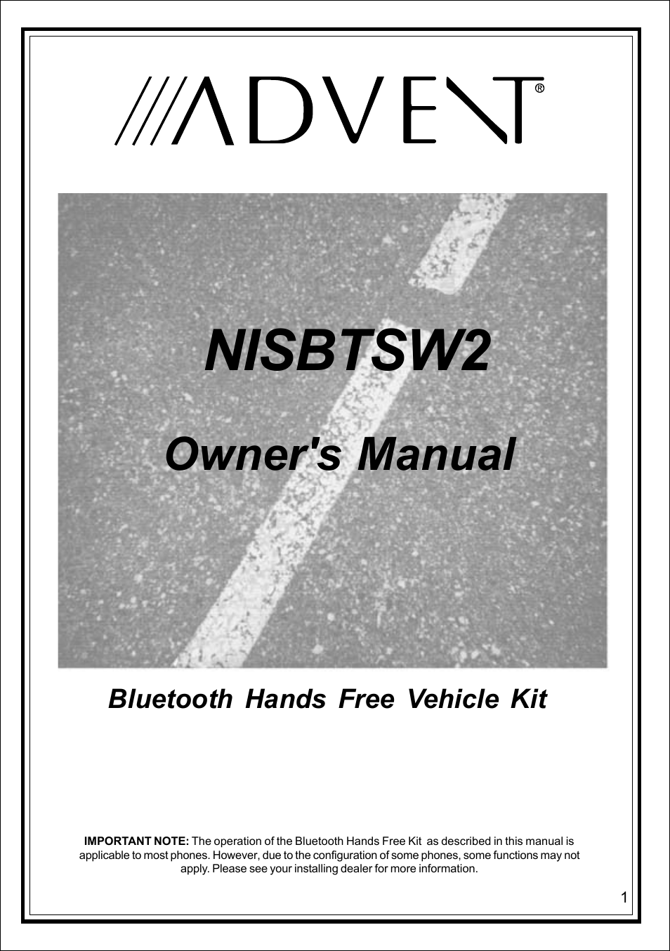 Advent NISBTSW2 User Manual | 8 pages