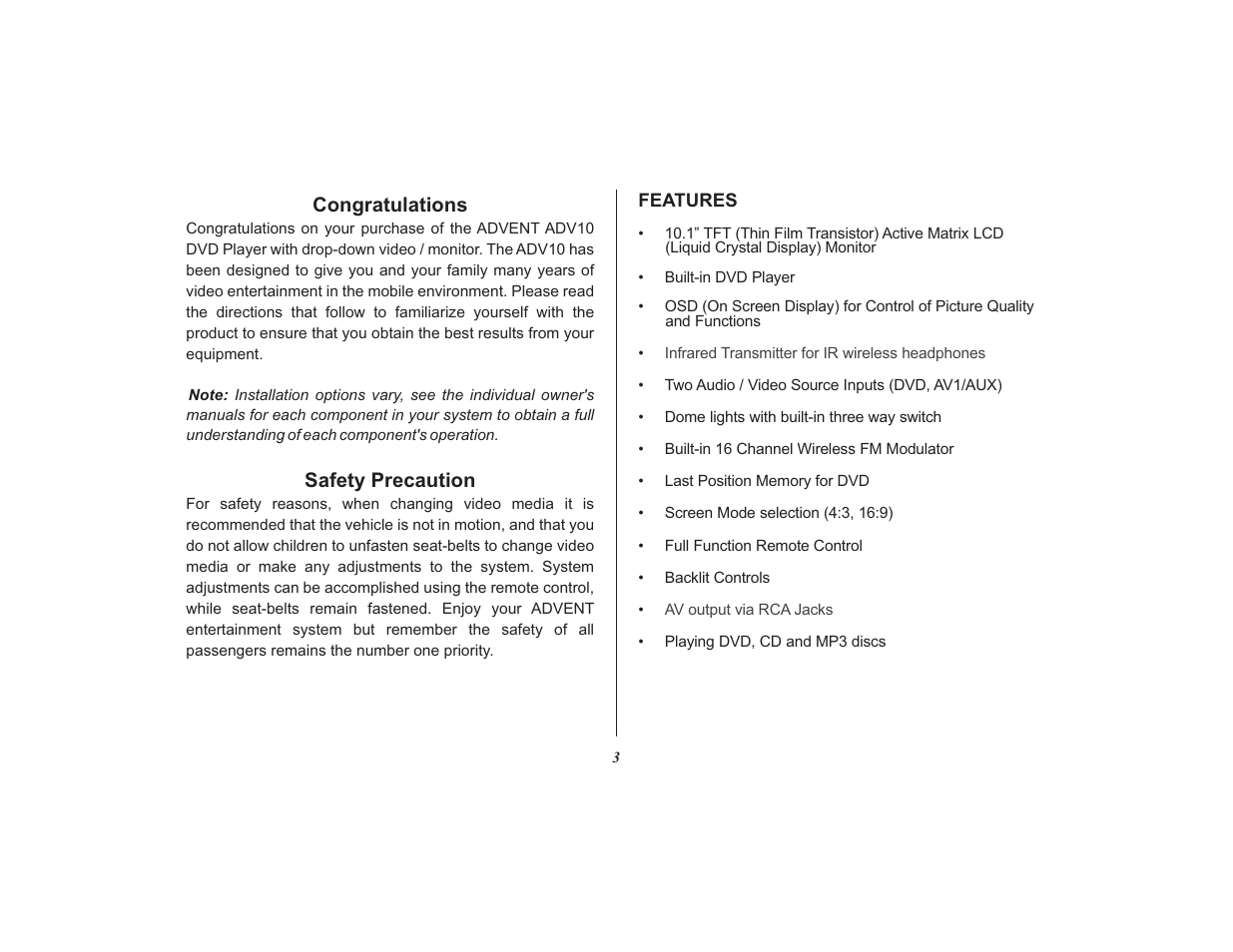 Advent 128-8567 User Manual | Page 3 / 28