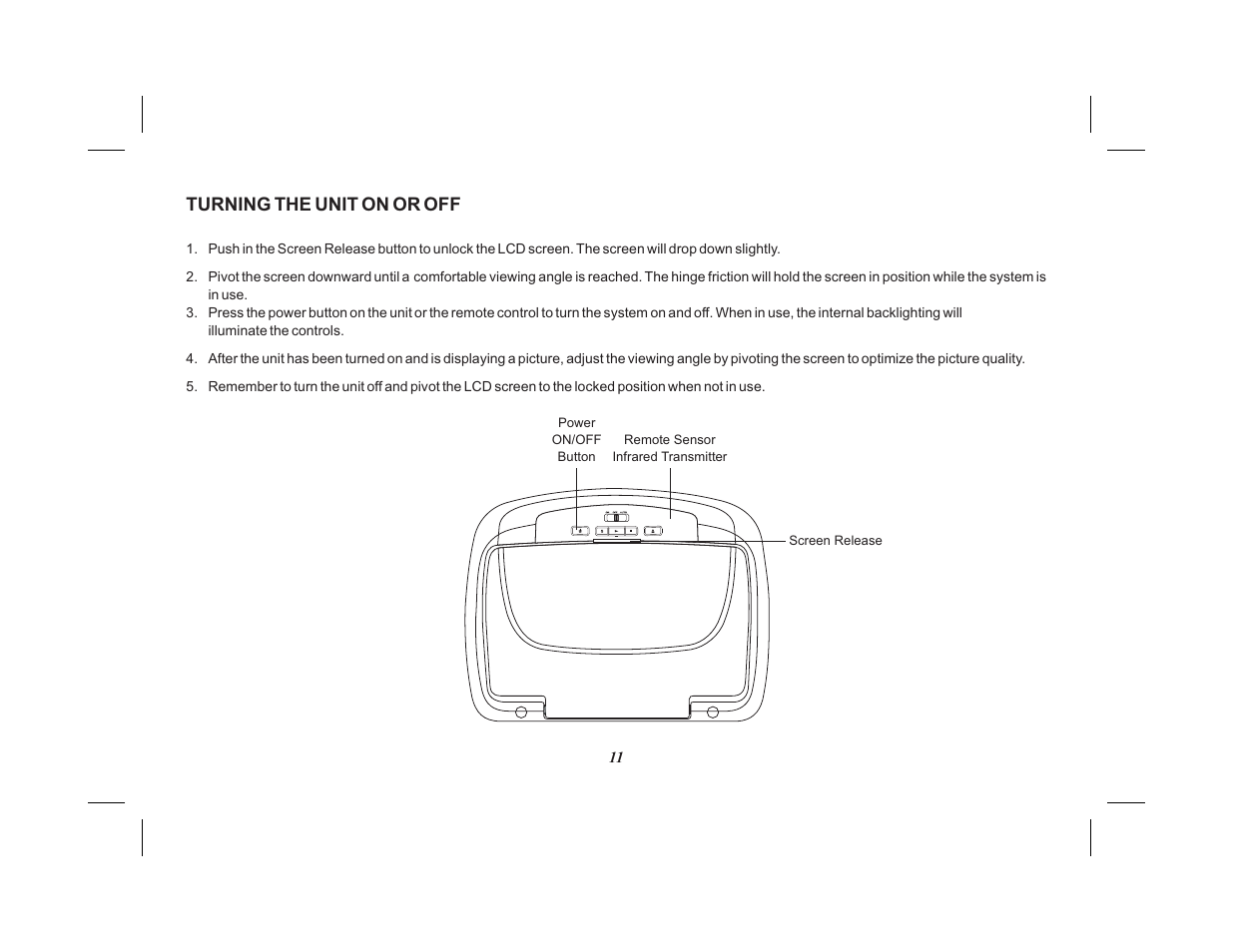 Turning the unit on or off | Advent ADV10A User Manual | Page 11 / 28