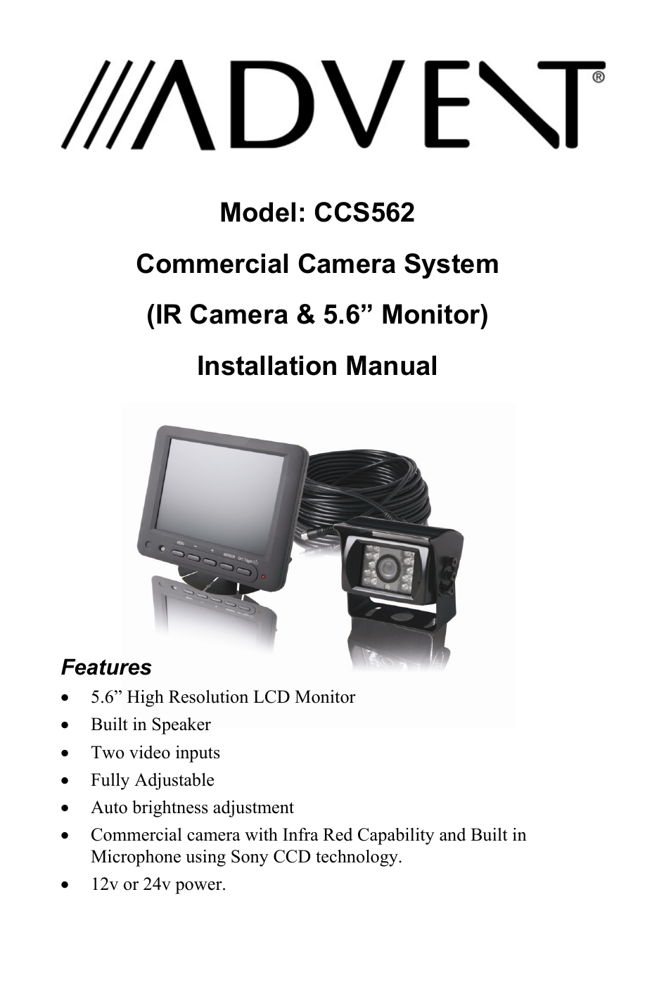 Advent CCS562 User Manual | 10 pages