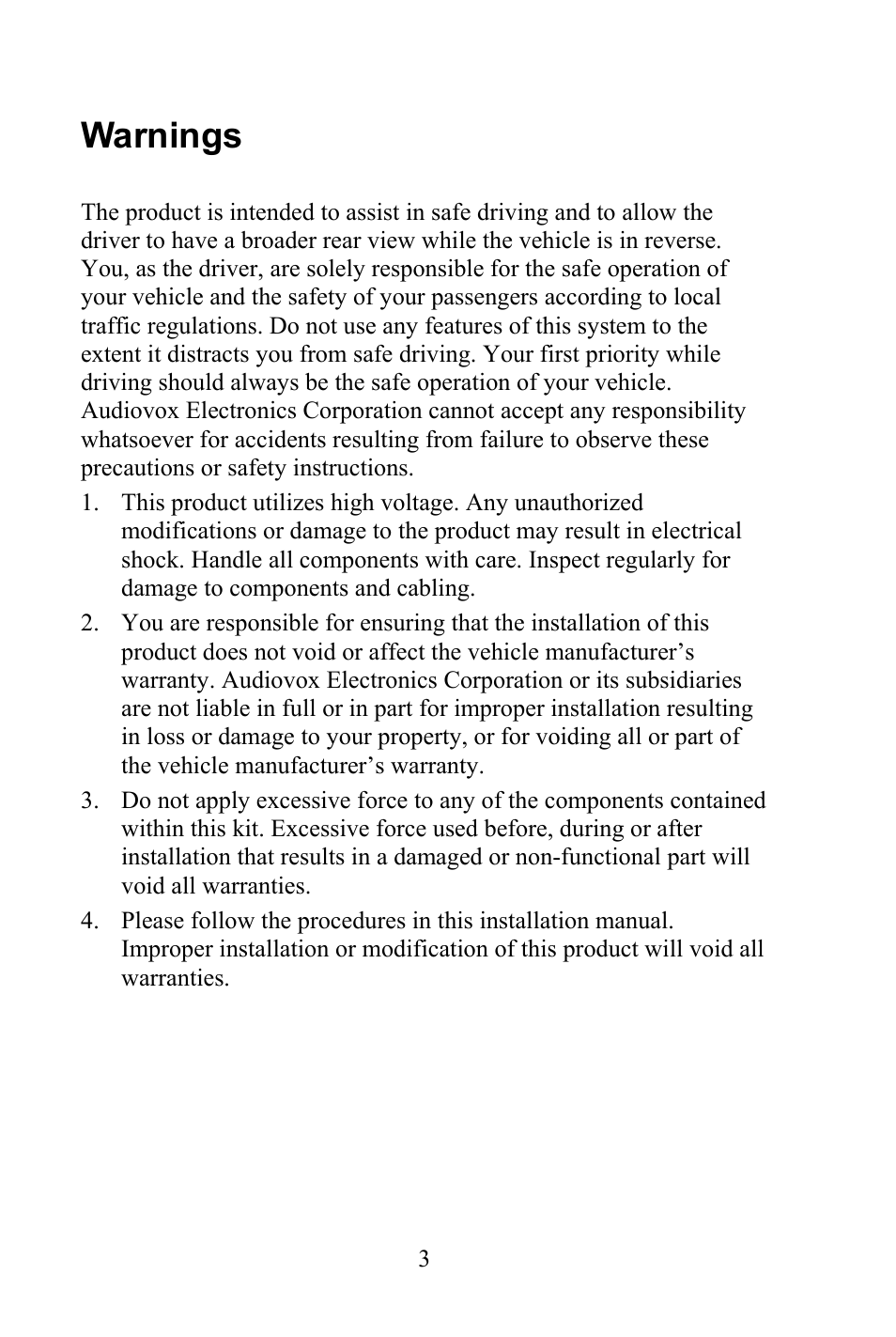 Warnings | Advent CCS562 User Manual | Page 3 / 10