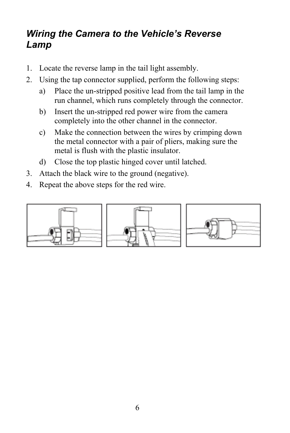 Wiring the camera to the vehicle’s reverse lamp | Advent CCS562 User Manual | Page 6 / 10