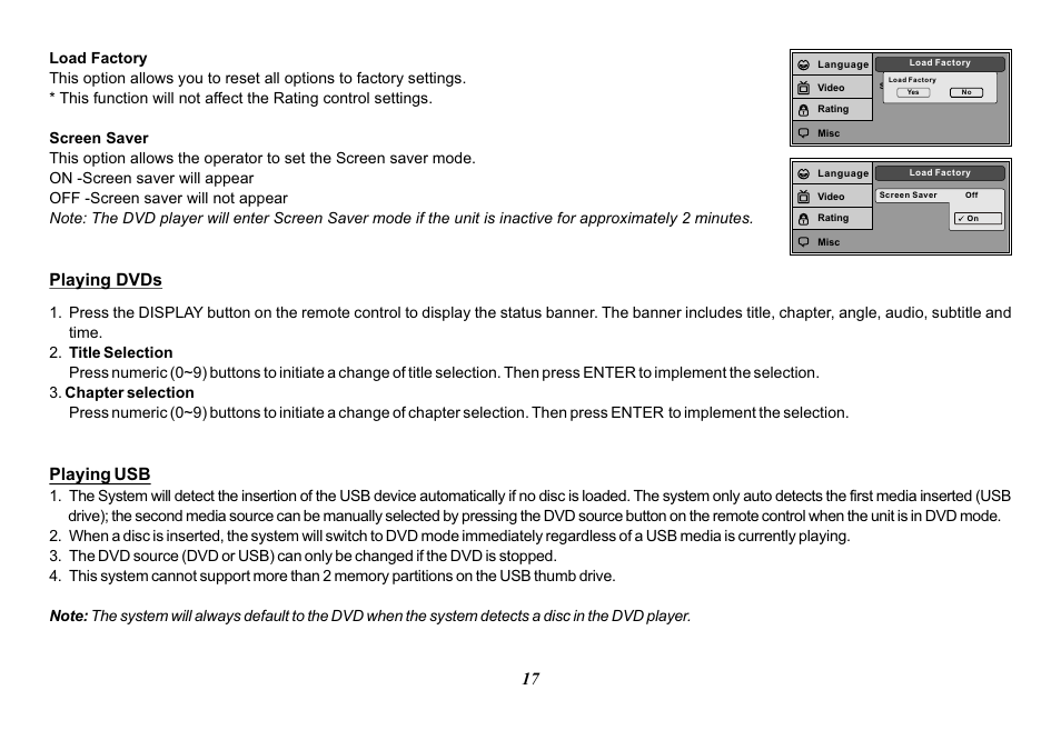 Playing dvds, Playing usb | Advent VIDEO CROBILE ADV49 User Manual | Page 17 / 32