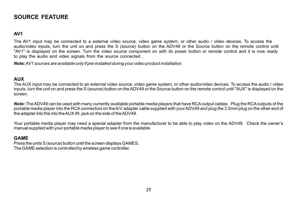 Advent VIDEO CROBILE ADV49 User Manual | Page 25 / 32